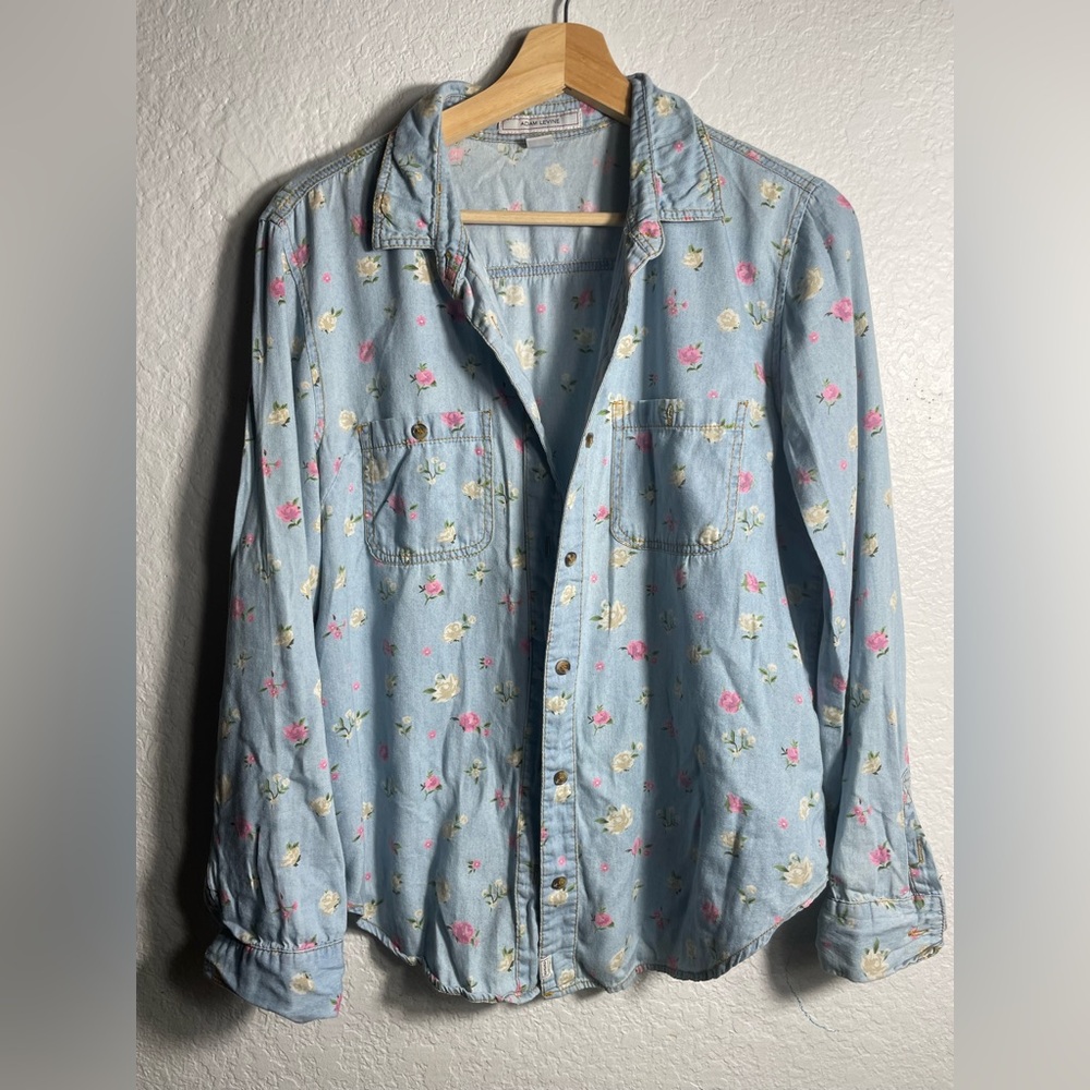 Adam Levine Floral 100% cotton Button-Up Shirt size M